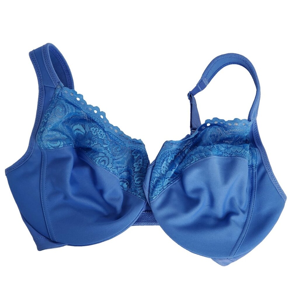 Glamorise Bra 36F Blue Racerback Underwire Front Closure RN 15564